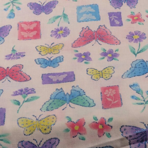 Fabric SPRING FLING GLITTERED 100% cotton Butterflies 8.5 yards 45" wide - Picture 2 of 9